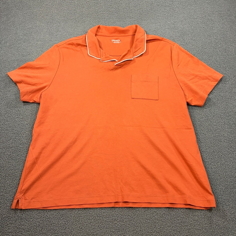 UNTUCKit Polo Shirt Mens XXL Orange Altavia Johnny Collar 41540 Short Sleeve